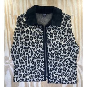 RAFAELLA Leopard Print Blazer Cardigan Sweater Wool Blend Size Medium